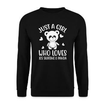 Just a Girl who Loves Skating and Panda- Eislaufen - Unisex Pullover - Schwarz - Vorne - Alina (178cm) & Michal (187cm)