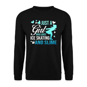 Just a Girl who Loves Skating and Slime Tshirt - Unisex Pullover - Schwarz - Vorne - Alina (178cm) & Michal (187cm)