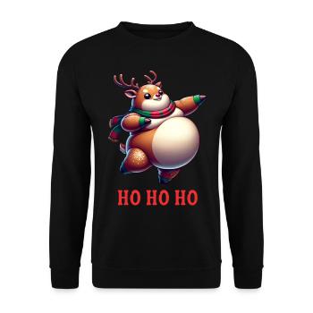 Renne de Noël Ho Ho Ho - Sweat-shirt Unisexe - noir - Devant - Alina (178cm) & Michal (187cm)