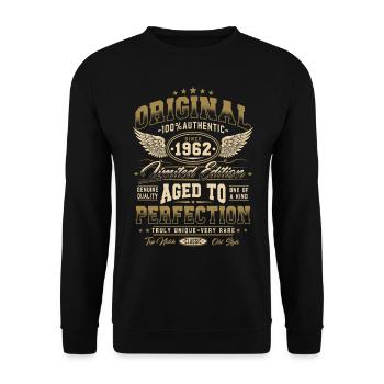 Original 1962 Vintage Born Birthday Gift - Unisex Sweatshirt - black - Front - Alina (178cm) & Michal (187cm)