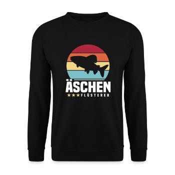 Äschen Flüsterer - Unisex Pullover - Schwarz - Vorne - Alina (178cm) & Michal (187cm)