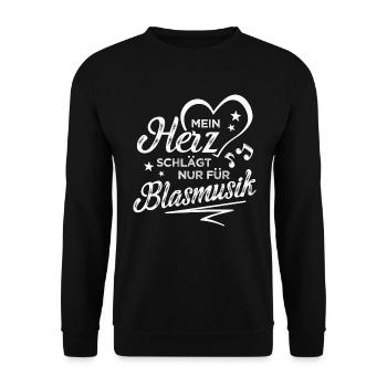 Mein Herz Schlägt Nur Für Blasmusik - Unisex Pullover - Schwarz - Vorne - Alina (178cm) & Michal (187cm)