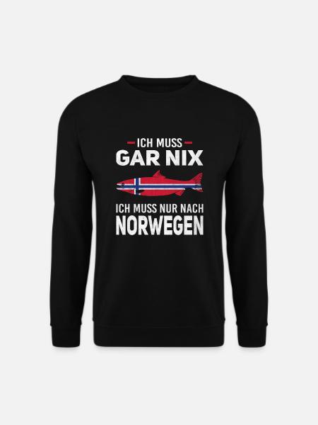 Ich muss gar nix ich muss nur nach Norwegen Reise - Unisex Pullover - Schwarz