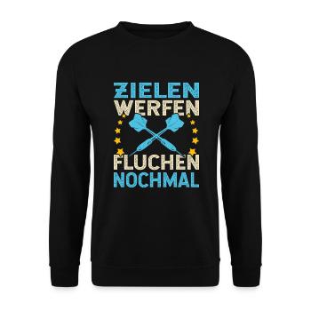 Zielen Werfen Fluchen Nochmal Dartspieler Dart - Unisex Pullover - Schwarz - Vorne - Alina (178cm) & Michal (187cm)