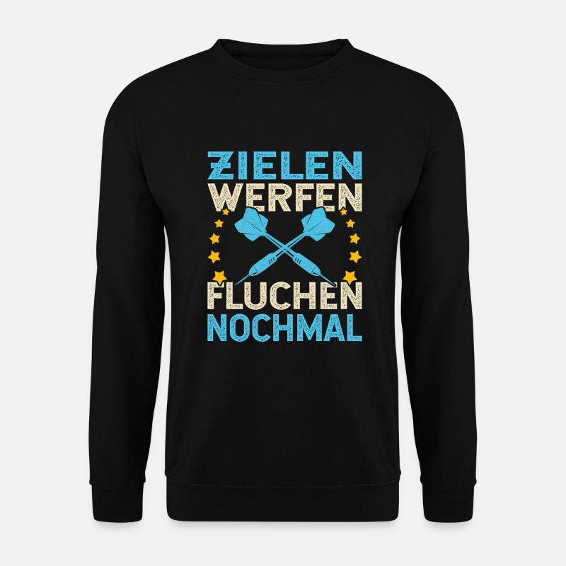 Zielen Werfen Fluchen Nochmal Dartspieler Dart - Unisex Pullover - Schwarz