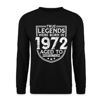 1972 Cadeau d’anniversaire Born Legends - Sweat-shirt Unisexe - noir - Devant - Alina (178cm) & Michal (187cm)