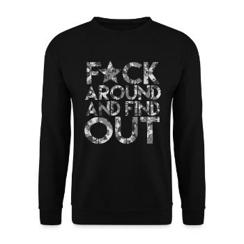 Fick herum und finde fafo f herum und finde es her - Unisex Pullover - Schwarz - Vorne - Alina (178cm) & Michal (187cm)