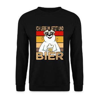 Je vis dans la chemise d’alcool à la bière de la fête des pères - Sweat-shirt Unisexe - noir - Devant - Alina (178cm) & Michal (187cm)