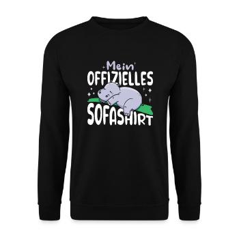 Mein offizielles Sofashirt Schlafshirt Nilpferd - Unisex Pullover - Schwarz - Vorne - Alina (178cm) & Michal (187cm)