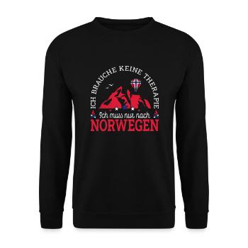 Ich muss nur nach Norwegen Skandinavien Norwegen - Unisex Pullover - Schwarz - Vorne - Alina (178cm) & Michal (187cm)