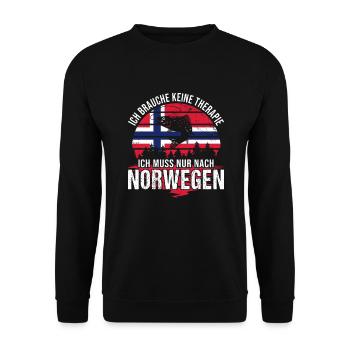 Ich muss nur nach Norwegen Skandinavien Norwegen - Unisex Pullover - Schwarz - Vorne - Alina (178cm) & Michal (187cm)