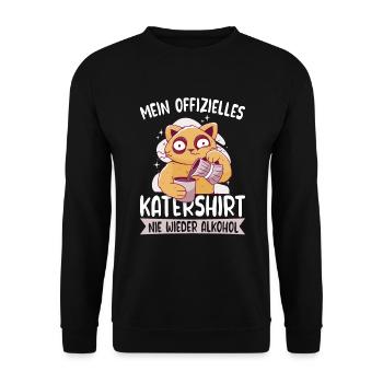 Mein offizielles Katershirt Kater Wein Bier Saufen - Unisex Pullover - Schwarz - Vorne - Alina (178cm) & Michal (187cm)