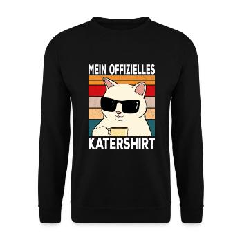 Mein offizielles Katershirt Kater Wein Bier Saufen - Unisex Pullover - Schwarz - Vorne - Alina (178cm) & Michal (187cm)