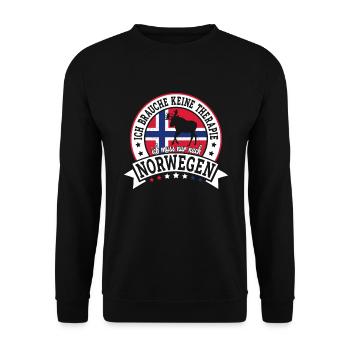 Ich muss nur nach Norwegen Skandinavien Norwegen - Unisex Pullover - Schwarz - Vorne - Alina (178cm) & Michal (187cm)
