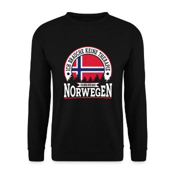 Ich muss nur nach Norwegen Skandinavien Norwegen - Unisex Pullover - Schwarz - Vorne - Alina (178cm) & Michal (187cm)