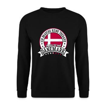 Ich muss nur nach Dänemark Skandinavien Dänemark - Unisex Pullover - Schwarz - Vorne - Alina (178cm) & Michal (187cm)