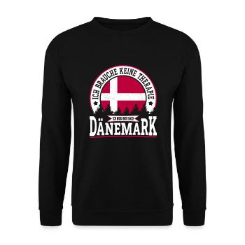 Ich muss nur nach Dänemark Skandinavien Dänemark - Unisex Pullover - Schwarz - Vorne - Alina (178cm) & Michal (187cm)