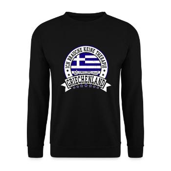Ich muss nur nach Griechenland Urlaub Hellas - Unisex Pullover - Schwarz - Vorne - Alina (178cm) & Michal (187cm)