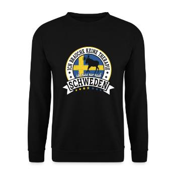 Ich muss nur nach Schweden Skandinavien Camping - Unisex Pullover - Schwarz - Vorne - Alina (178cm) & Michal (187cm)
