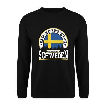 Ich muss nur nach Schweden Skandinavien Camping - Unisex Pullover - Schwarz - Vorne - Alina (178cm) & Michal (187cm)