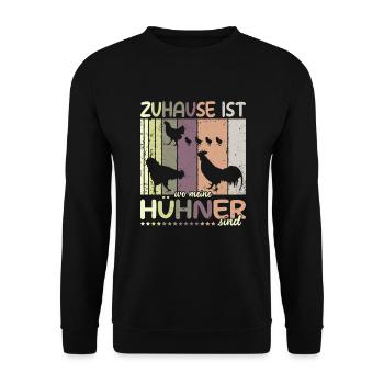 Zuhause ist wo meine Hühner sind Huhn Hühner - Unisex Pullover - Schwarz - Vorne - Alina (178cm) & Michal (187cm)