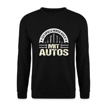 I still play with car mechanic - Unisex Sweatshirt - black - Front - Alina (178cm) & Michal (187cm)