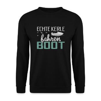De vrais gars conduisant un bateau propriétaire de bateau capitaine - Sweat-shirt Unisexe - noir - Devant - Alina (178cm) & Michal (187cm)