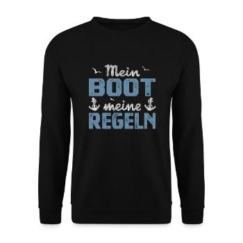 My boat, my rules, sailors, boaters, captain - Unisex Sweatshirt - black - Front - Alina (178cm) & Michal (187cm)