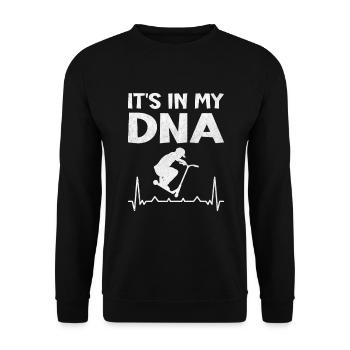 It's in my DNA Stuntscooter Trickscooter Roller - Unisex Pullover - Schwarz - Vorne - Alina (178cm) & Michal (187cm)