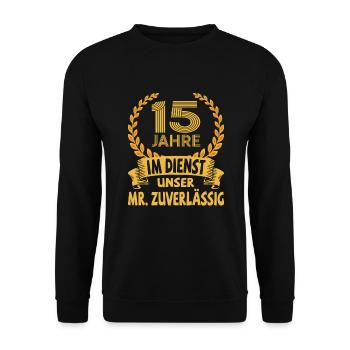 15 Years of Service Company Anniversary Gift - Unisex Sweatshirt - black - Front - Alina (178cm) & Michal (187cm)