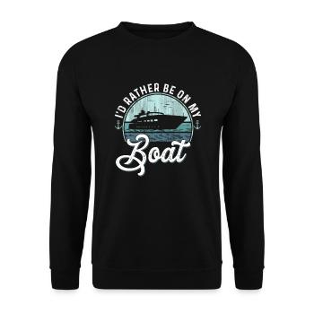 Je préférerais être sur mon bateau Sailor Skipper & Captain - Sweat-shirt Unisexe - noir - Devant - Alina (178cm) & Michal (187cm)