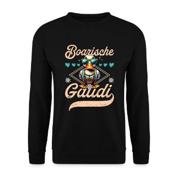 Boarische Gaudi Dirndl Replacement & Duck Trachtenshirt - Unisex Sweatshirt - black - Front - Alina (178cm) & Michal (187cm)