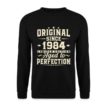 Original depuis 1984 cadeau d’anniversaire Vintage - Sweat-shirt Unisexe - noir - Devant - Alina (178cm) & Michal (187cm)
