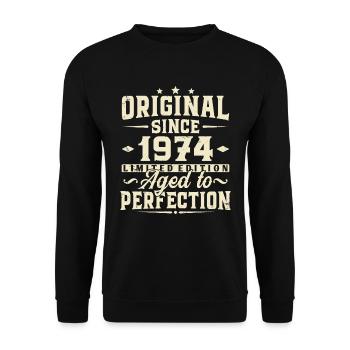 Original depuis 1974 Vintage cadeau d’anniversaire - Sweat-shirt Unisexe - noir - Devant - Alina (178cm) & Michal (187cm)