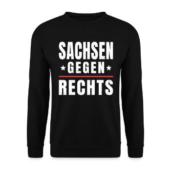 Antifaschismus Antifaschist Sachsen Gegen Rechts - Unisex Pullover - Schwarz - Vorne - Alina (178cm) & Michal (187cm)