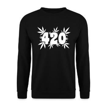 420 Leaf Vibes - Cannabis - Weed - Marihuana - Unisex Pullover - Schwarz - Vorne - Alina (178cm) & Michal (187cm)