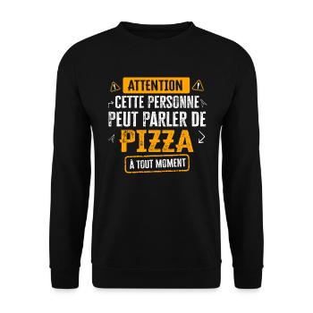 Pizza Cadeau Drôle Humour Bouffe Rigolo - Sweat-shirt Unisexe - noir - Devant - Alina (178cm) & Michal (187cm)