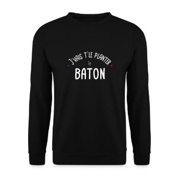 J'vais t'le planter le baton fan de ski - Sweat-shirt Unisexe - noir - Devant - Alina (178cm) & Michal (187cm)
