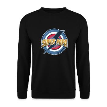 Super Dad Geschenk Fest der Heldenväter - Unisex Pullover - Schwarz - Vorne - Alina (178cm) & Michal (187cm)