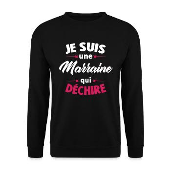 Je Suis Une Marraine Qui Déchire - Sweat-shirt Unisexe - noir - Devant - Alina (178cm) & Michal (187cm)