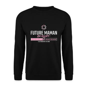 Annonce Future Maman cadeau de naissance - Sweat-shirt Unisexe - noir - Devant - Alina (178cm) & Michal (187cm)