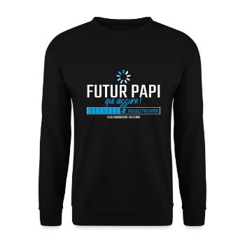 Annonce Future Papi cadeau de naissance - Sweat-shirt Unisexe - noir - Devant - Alina (178cm) & Michal (187cm)
