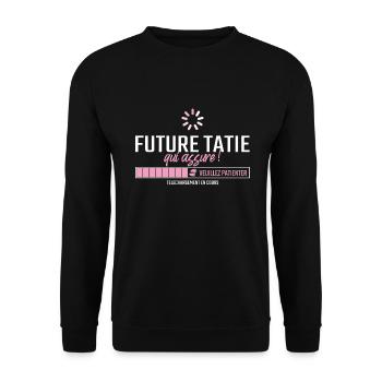 Annonce Future Tatie cadeau de naissance - Sweat-shirt Unisexe - noir - Devant - Alina (178cm) & Michal (187cm)