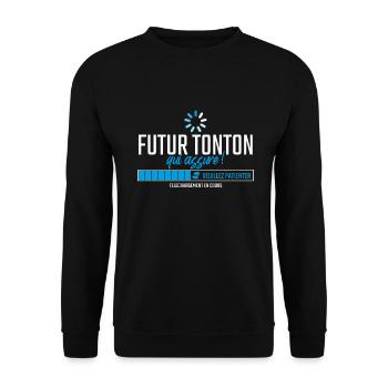 Annonce Future tonton cadeau naissance - Sweat-shirt Unisexe - noir - Devant - Alina (178cm) & Michal (187cm)