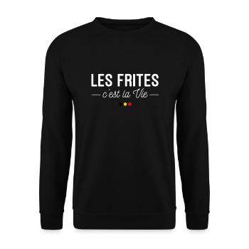 Les Frites, c'est la Vie ! - Sweat-shirt Unisexe - noir - Devant - Alina (178cm) & Michal (187cm)