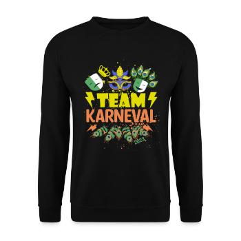 Costume de groupe de l’équipe Carnaval 2023 | Masques & Paon - Sweat-shirt Unisexe - noir - Devant - Alina (178cm) & Michal (187cm)
