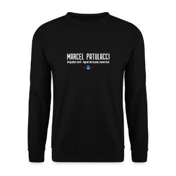 Marcel Patulacci - Personnage de sketch culte - Sweat-shirt Unisexe - noir - Devant - Alina (178cm) & Michal (187cm)