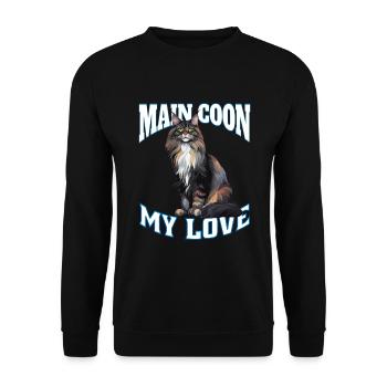 Maine Coon Elegance ; Exclusive Cat Design - Unisex Sweatshirt - black - Front - Alina (178cm) & Michal (187cm)
