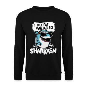 Funny Sarcastic Shark Pun Sharkasm - Unisex Sweatshirt - black - Front - Alina (178cm) & Michal (187cm)