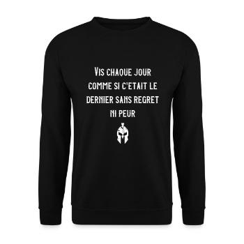 vis chaque jour comme si c'était le dernier - Sweat-shirt Unisexe - noir - Devant - Alina (178cm) & Michal (187cm)